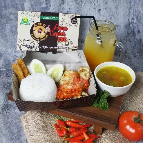 Nasi + Ayam Geprek Komplit + Es Jeruk